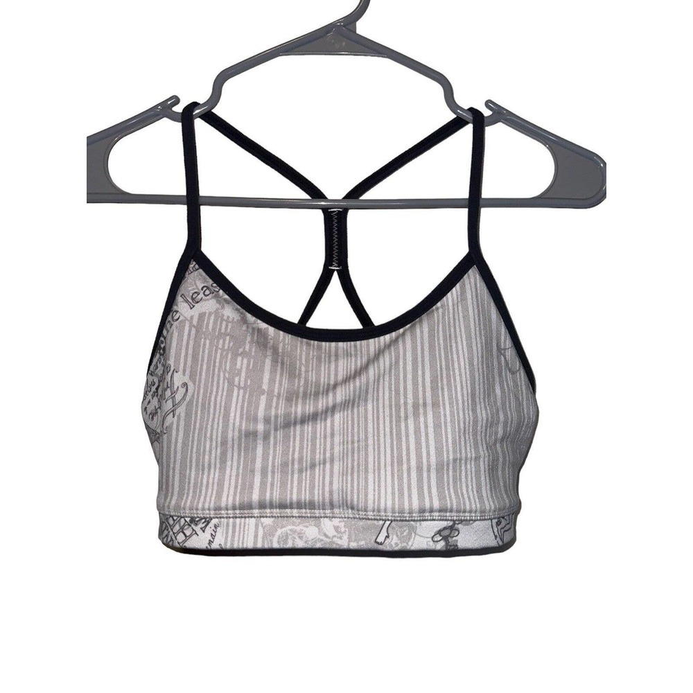 Womens Lululemon Flow Y Bra Nulu Striped‎ Light Grey Size 6 Preowned